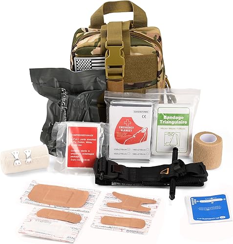 Miniatura 3 de IFAK Kit de trauma con torniquete, vendaje israelí de 4 pulgadas, kit táctico de primeros auxilios para automóvil, campamento, senderismo y viajes