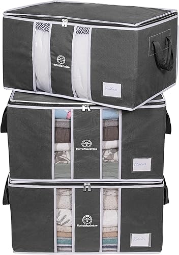 H M Home Maximize Organizador de bolsas de almacenamiento de ropa mantas ropa edredones y juegos de cama apilable con cremalleras ventana