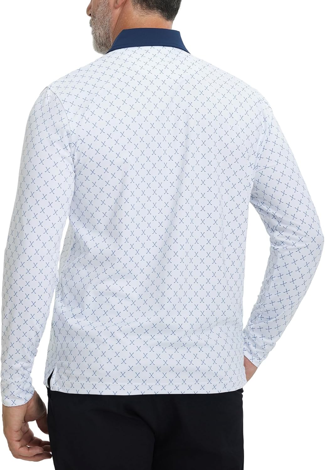 M MAELREG Golf Shirts for Men Dry Fit Performance Moisture Wicking Casual Print Collared Long Sleeve Polo Shirts for Men - Image 3