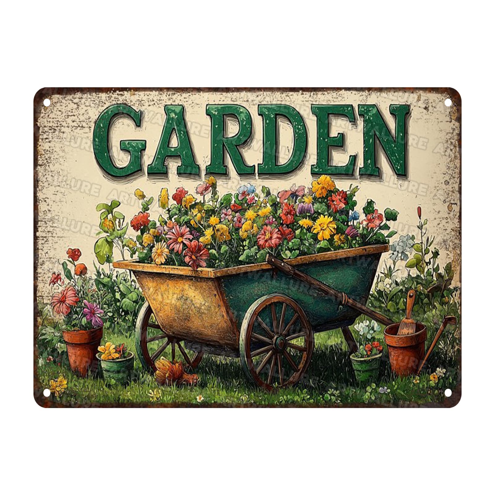 Retro Metal Tin Plaque Welcome to My Garden Rustic Wall Art Farmhouse Decor for Patio Yard Garden Outdoor 12x16inch