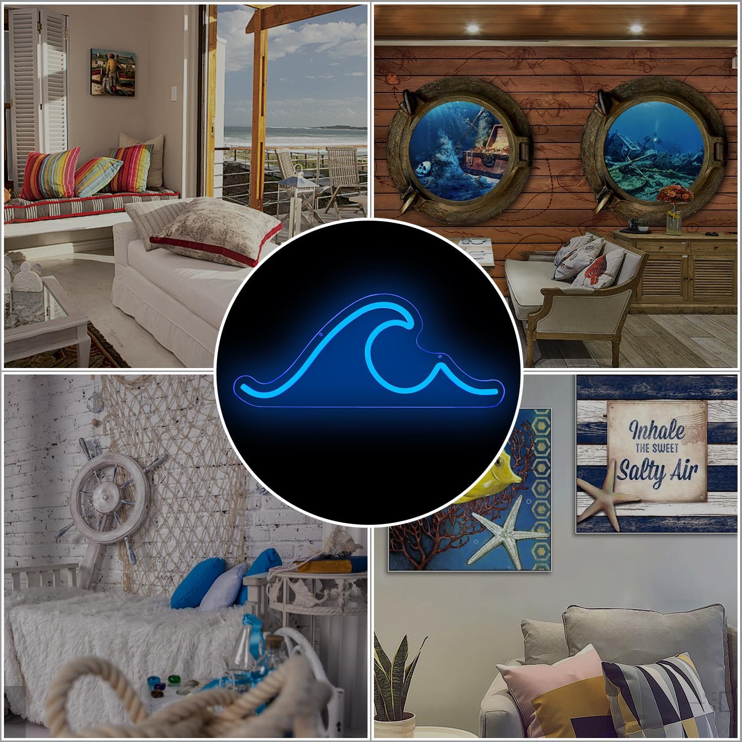 Ajoyferris Wave Neon Sign For Wall Decor Dimmable Led Neon Wave Sign Night Lights Led Wave Sign Ocean Neon Sign for Living Room Bedroom Office Bar Birthday Party Christmas Gift(16.5x7inch,Blue) - Image 7