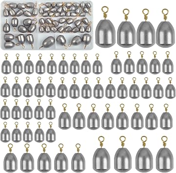 Fishing Weights Sinkers Kit Assorted Bass Casting Weights Iron Fishing Weights Water Drop Bell Sinkers Catfish Weights Sinkers for Saltwater Freshwater Fishing