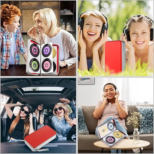 Miniatura 35 de UENTIP Estuche portátil para CD de capacidad para 96, portátil y de plástico duro, organizador de CD, cartera, almacenamiento de DVD (96, naranja)