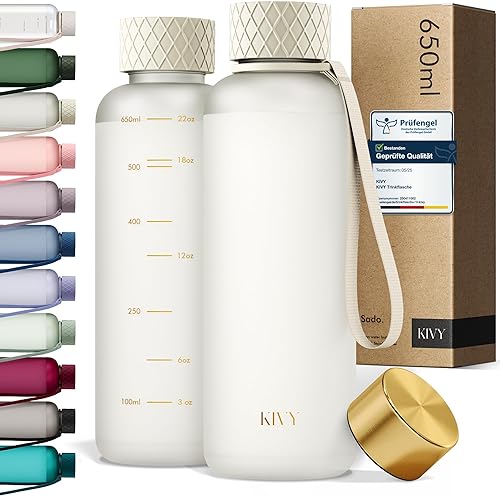 KIVY Trinkflasche 650ml [BPA FREI] Auslaufsicher & Spülmaschinenfest - Wasserflasche für Kinder & Erwachsene - Water Bottle Small - Trinkflasche Klein - Tritan Flasche für Kohlensäure geeignet