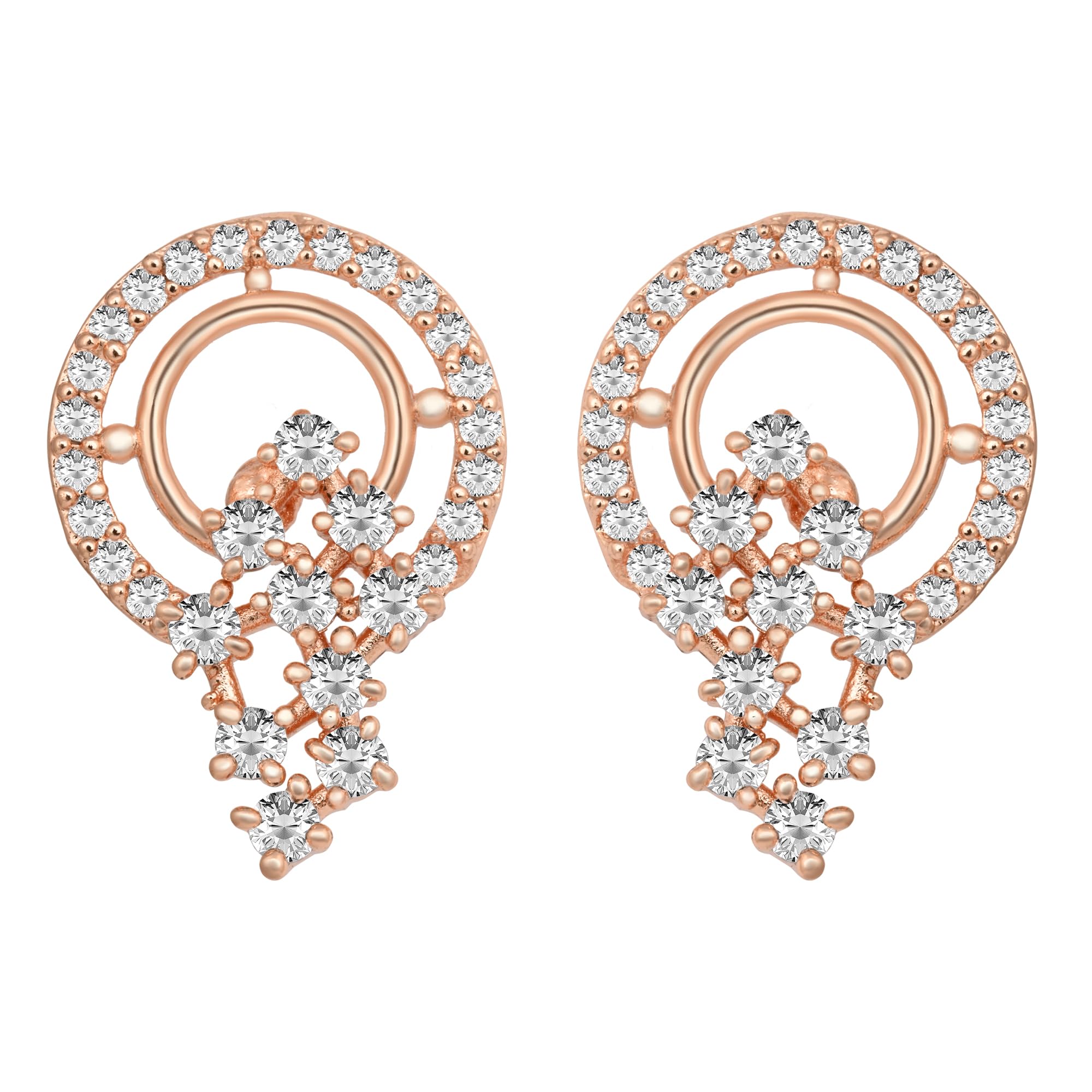 Rose Gold Plated Valentines Special Fashion Cubic Zirconia American Diamoand Stud Earrings For Women (E48RG)-image-46