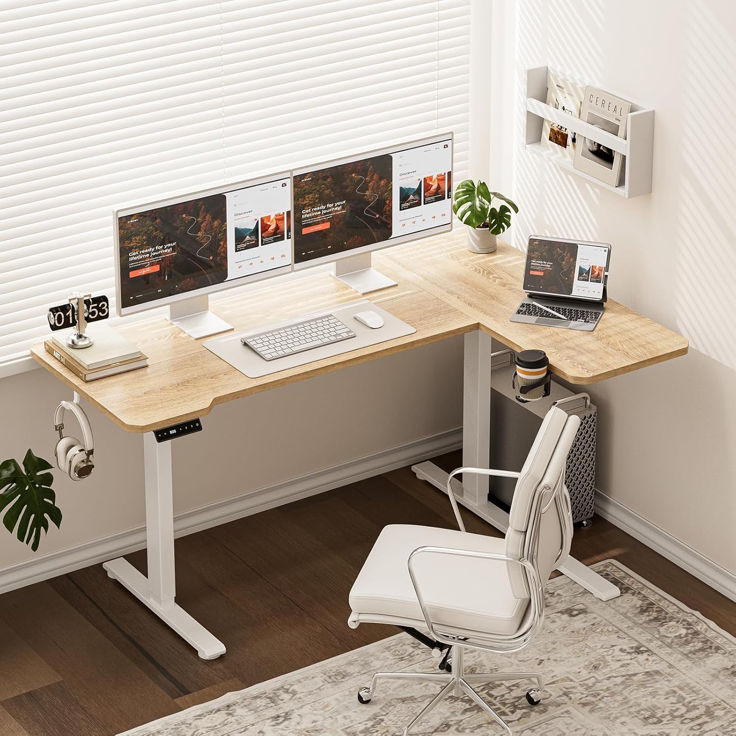 電動 l字昇降式デス ク ゲーミングデスク スタンディングデスク 幅150cm 奥行100cm 高さ調節 メモリ機能 一人暮らし テ