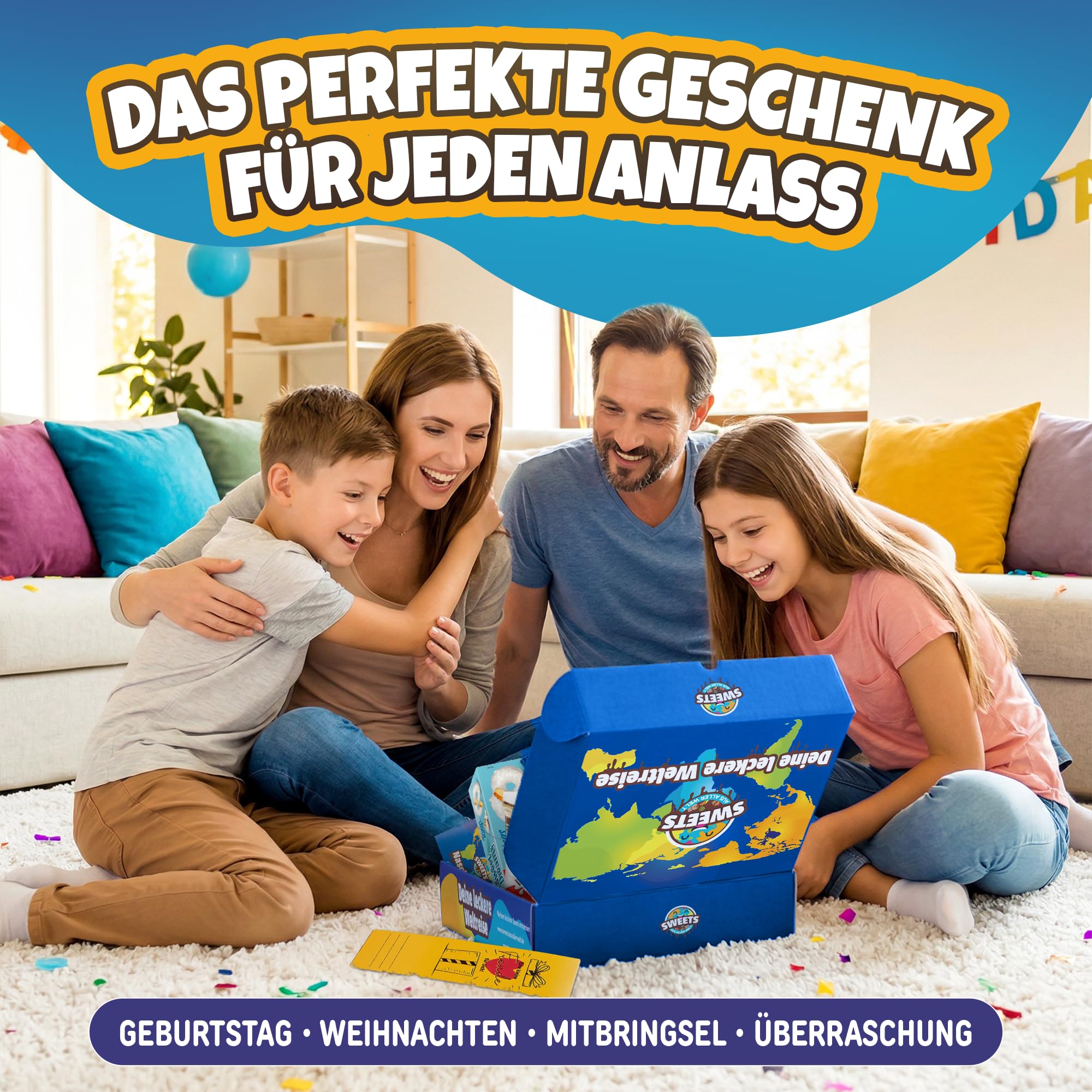 Süßigkeiten aus aller Welt Box mit Amerikanische Süßigkeiten & mehr - Geschenk für Männer, Frauen & Kinder - USA Süssigkeiten Candy Box - Geschenkidee