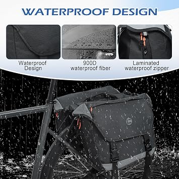 QYCHHJ Double Side Pannier Bags 25-35L Bike Rack Bags for Bicycles Rear Rack with Water-Resistant Zippers, Waterproof Bike Trunk Bag with Side Pockets Pannier Bag