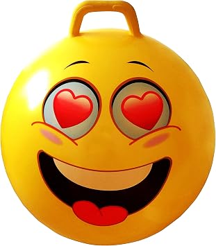 AppleRound Hippity Hoppity Jumping Ball with Pump, Bouncy Ball with Handle, 20in/50cm Diameter for Age 7-10, Kangaroo Bouncer, Space Hopper with Handle for Children, Printed Design Heart