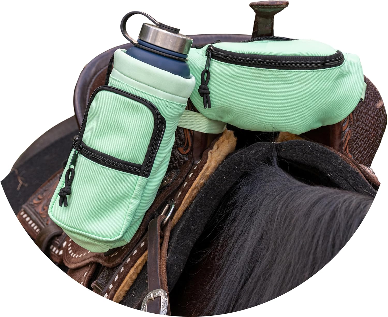 Horse Saddle Pommel Bag & Bottle Holder Set, Saddle Drink Holder, Horse Tack, Horse Gifts, Horse Stuff, Equestrian Gifts, Saddle Accessories