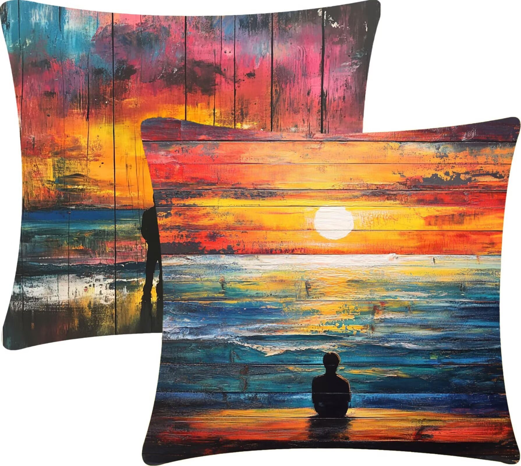 Housse coussin 55x55 déhoussable lin lot de 2 fermeture éclair