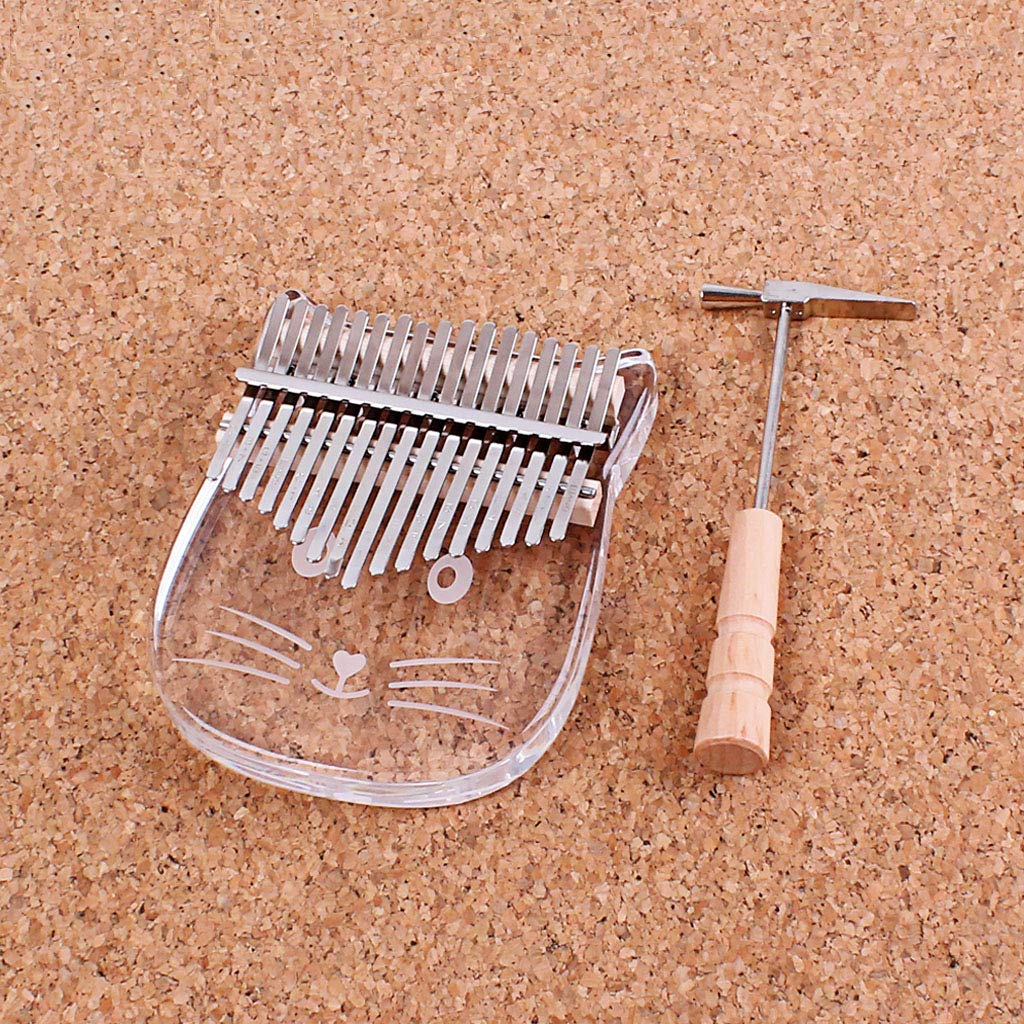 Alnicov 17 touches Kalimba (forme de lapin) fabriqué à la main en acrylique avec des accessoires pour enfants et adultes