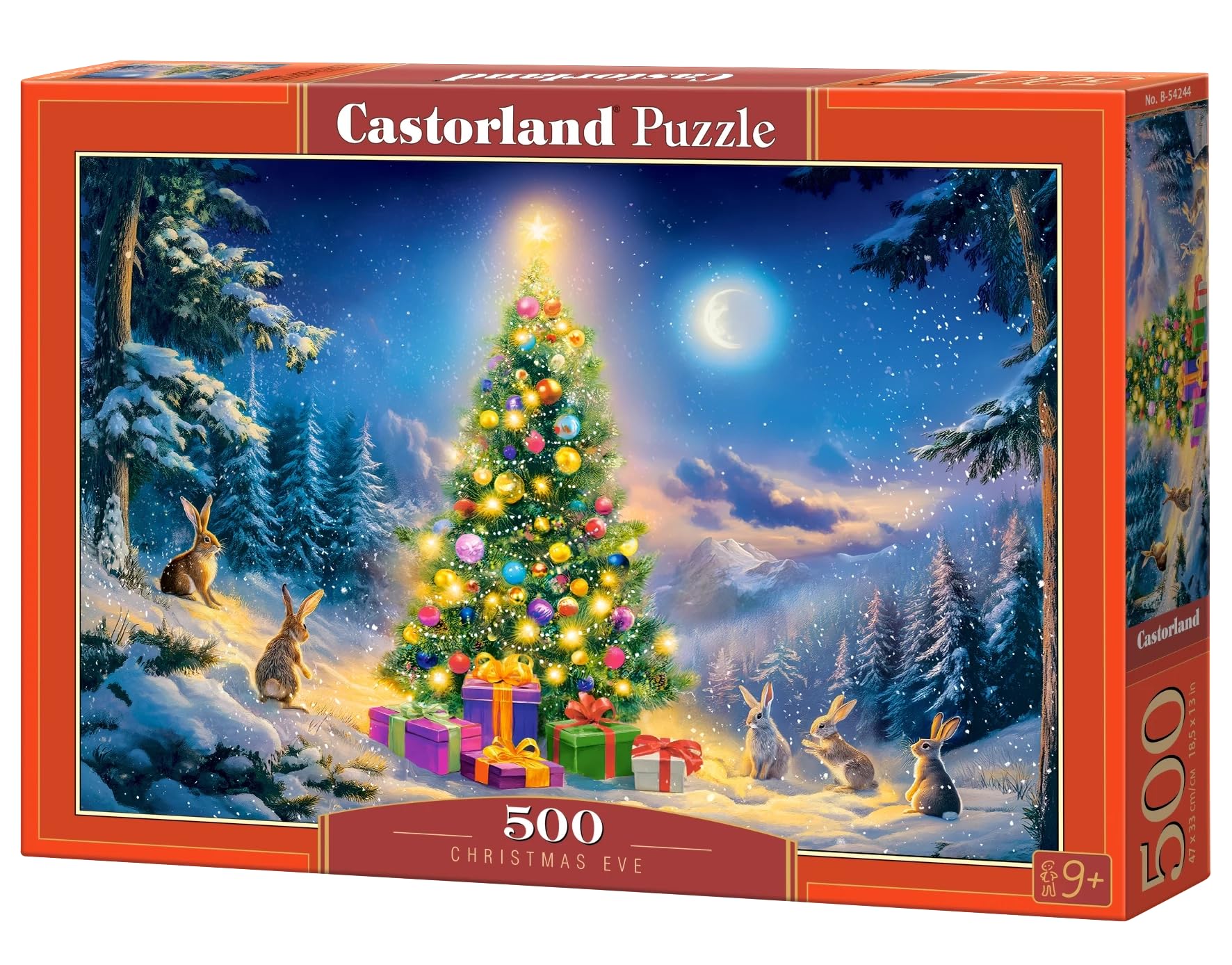 500 Piece Jigsaw Puzzles, Christmas Eve, Glowing Christmas Tree & Bunnies in Snow, Cozy H…