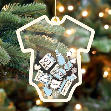 Personalized Babys First Christmas Ornament 2026, Onesie Shape