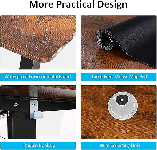 Miniatura 4 de Legooin Escritorio de pie, escritorio eléctrico de pie de altura ajustable de 59 x 24 pulgadas, escritorio de pie con estructura de doble travesaño,