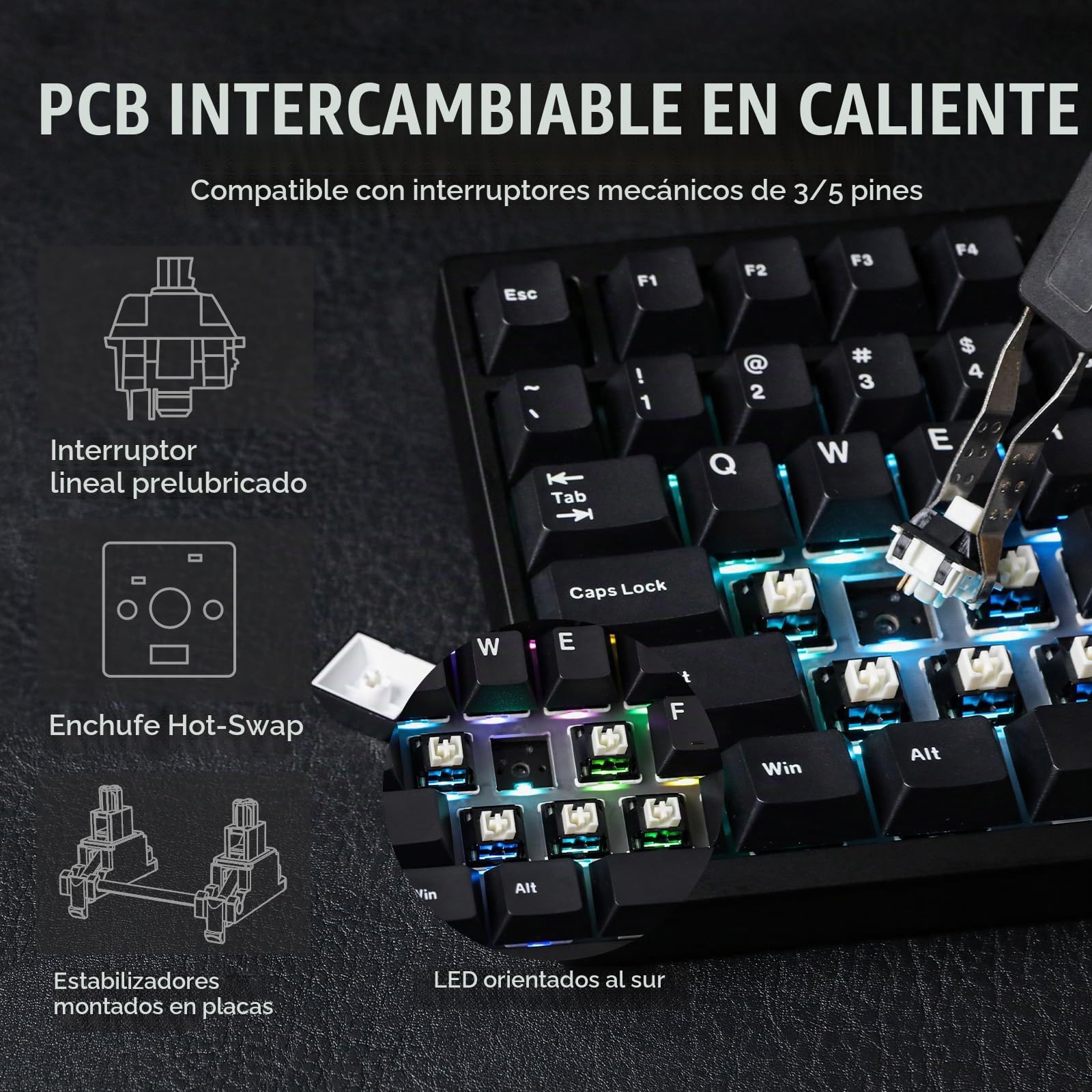 EPOMAKER P87 Teclado Mecánico Inalámbrico de Aluminio para Juegos, Programable con QMK/Via, Diseño 87% US, Bluetooth/2.4Ghz/USB-C, con Perilla de Metal CNC y RGB (Negro, Zebra Linear)