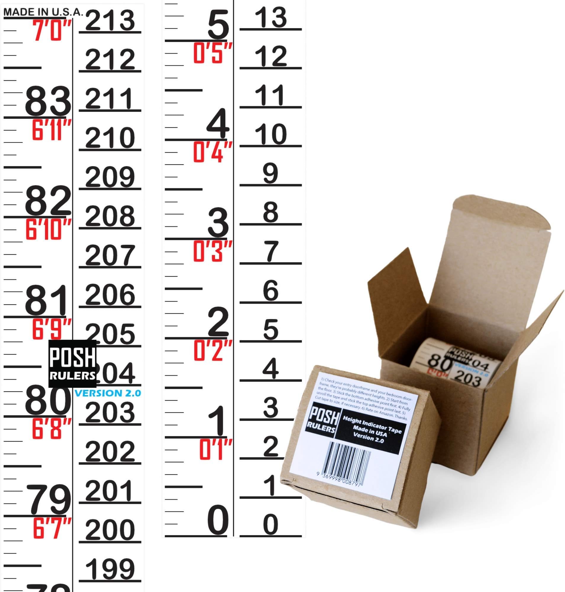 Height Indicator Tape Ruler. Version 2.0. Made in USA. Growth Chart. Height Measure.