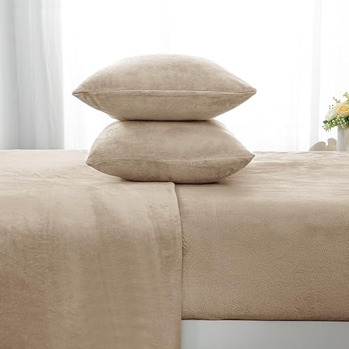 Miniatura 4 de Softan Juego de sábanas de forro polar de 4 piezas, tamaño Queen, incluye sábana encimera, fundas de almohada y sábana bajera de bolsillo profundo