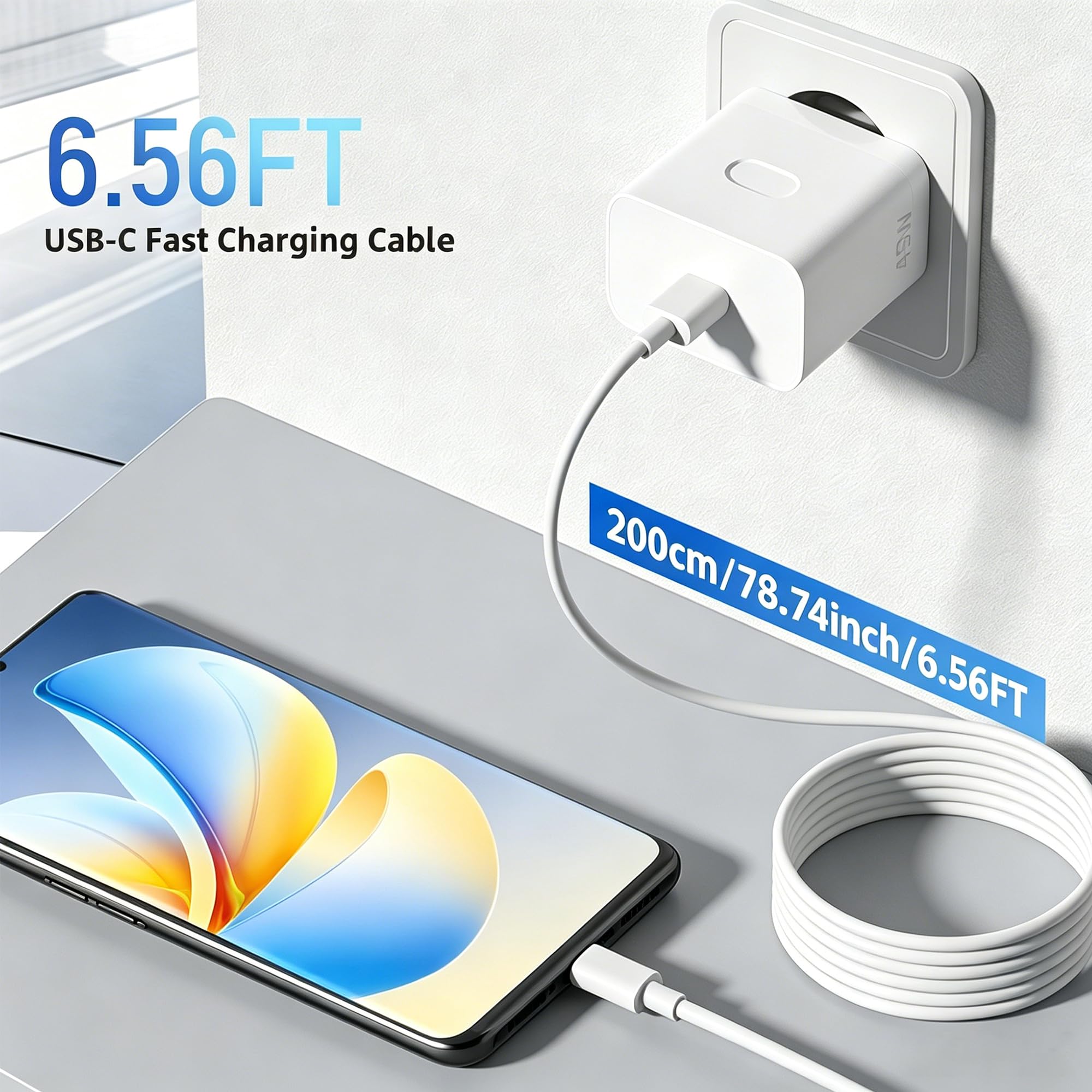 Caricabatterie 45W Per Realme E OPPO Con Cavo USB-C 6A Da 1,8m – Ricarica Rapida VOOC Compatibile