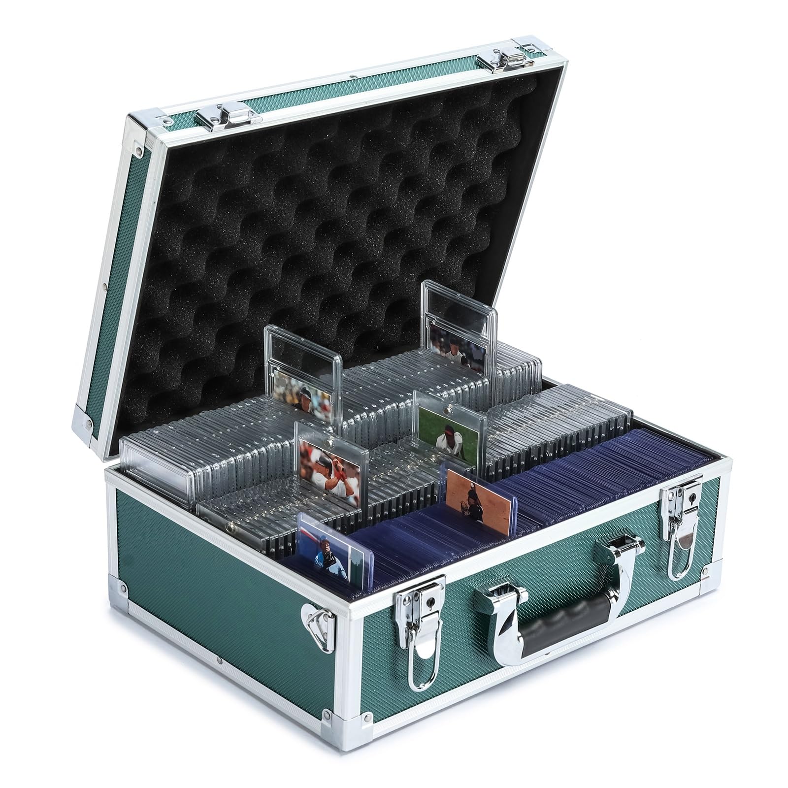 HEWEI WORKS Collectable Trading Card Cases, Toploaders Storage Box, Magnetic Card Storage Hard Cabinet, Graded Card Storage Case, Sports & Trading Collector Storage Box (Green)