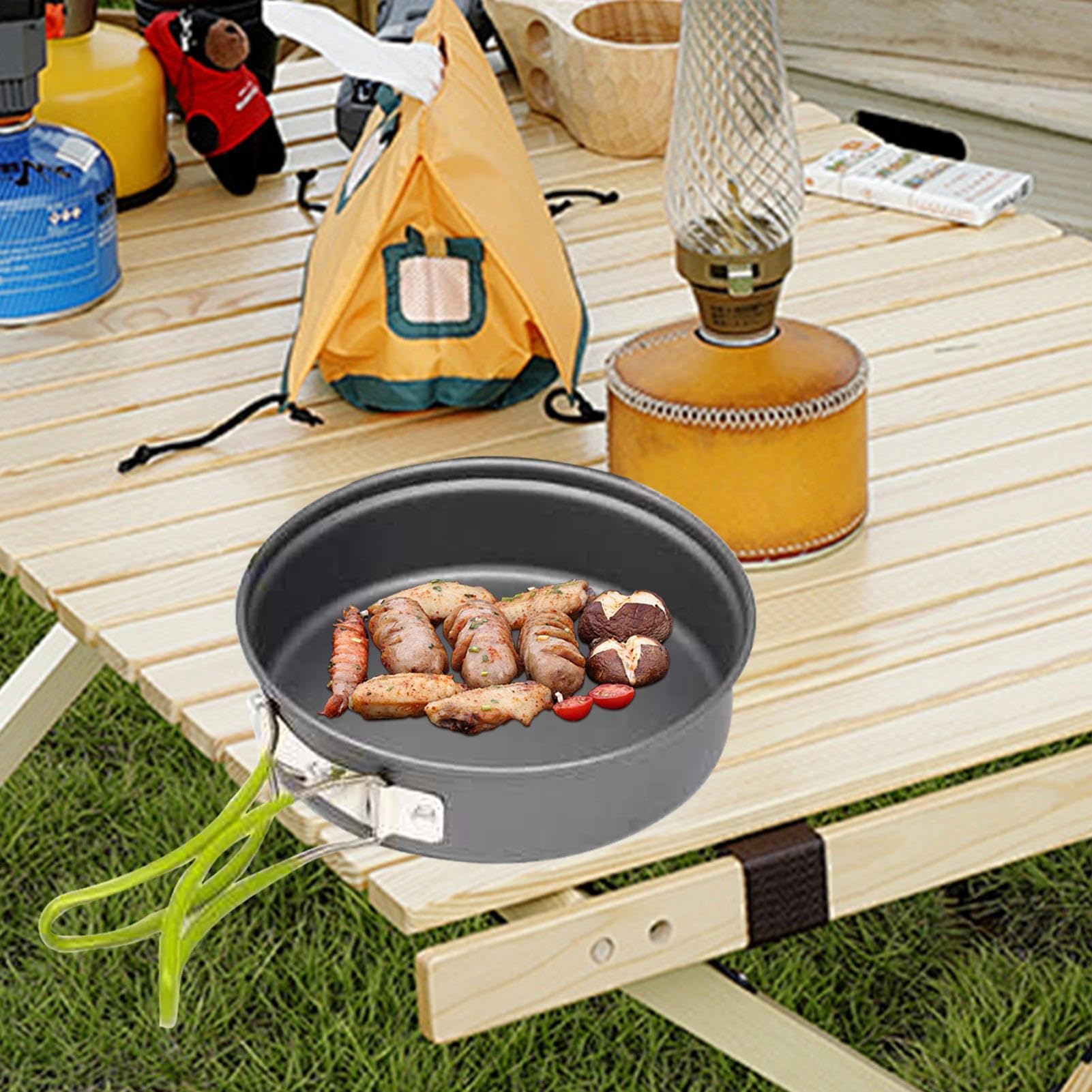 Ensemble D'Ustensiles pour Camping Poêle À Frire Antiadhésive Empilable | Set de Cuisine pour Camping Pour les Dîners en Extérieur, le