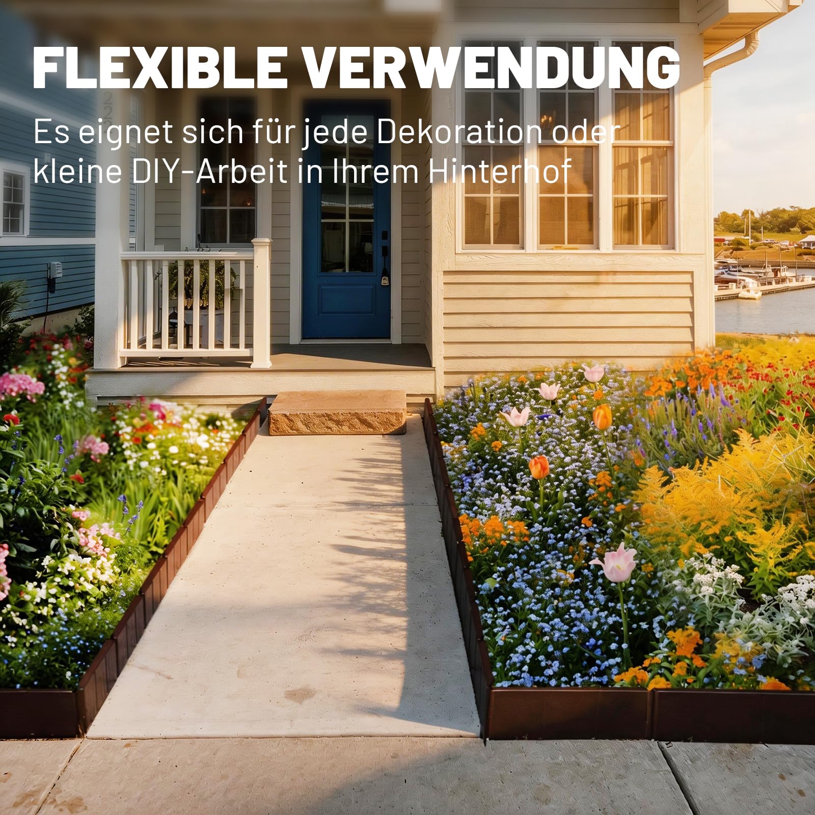 Audemar Metall Rasenkante Flexible Beetumrandung 10cm x 30cm Wetterfestes Einfache Montage Beeteinfassung für Garten, Beet, Beetgestaltung, Rasen und Wege inkl. 10 Stück Macht 3M, Bronze