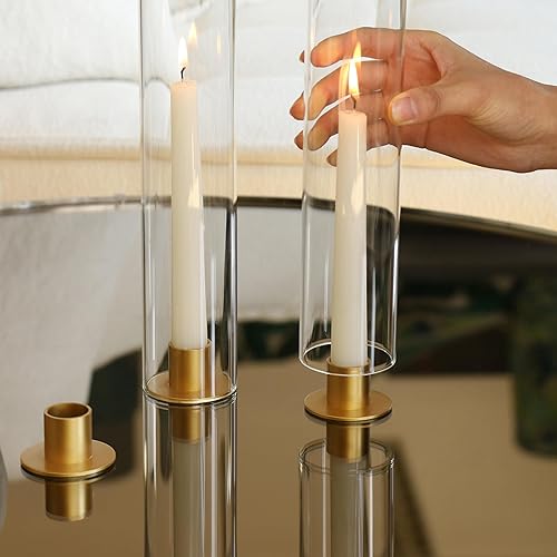 Miniatura 7 de Vixdonos Portavelas de cristal para huracanes, juego de 6 portavelas cónicos modernos, resistentes al viento, portavelas de 11.8 pulgadas de alto