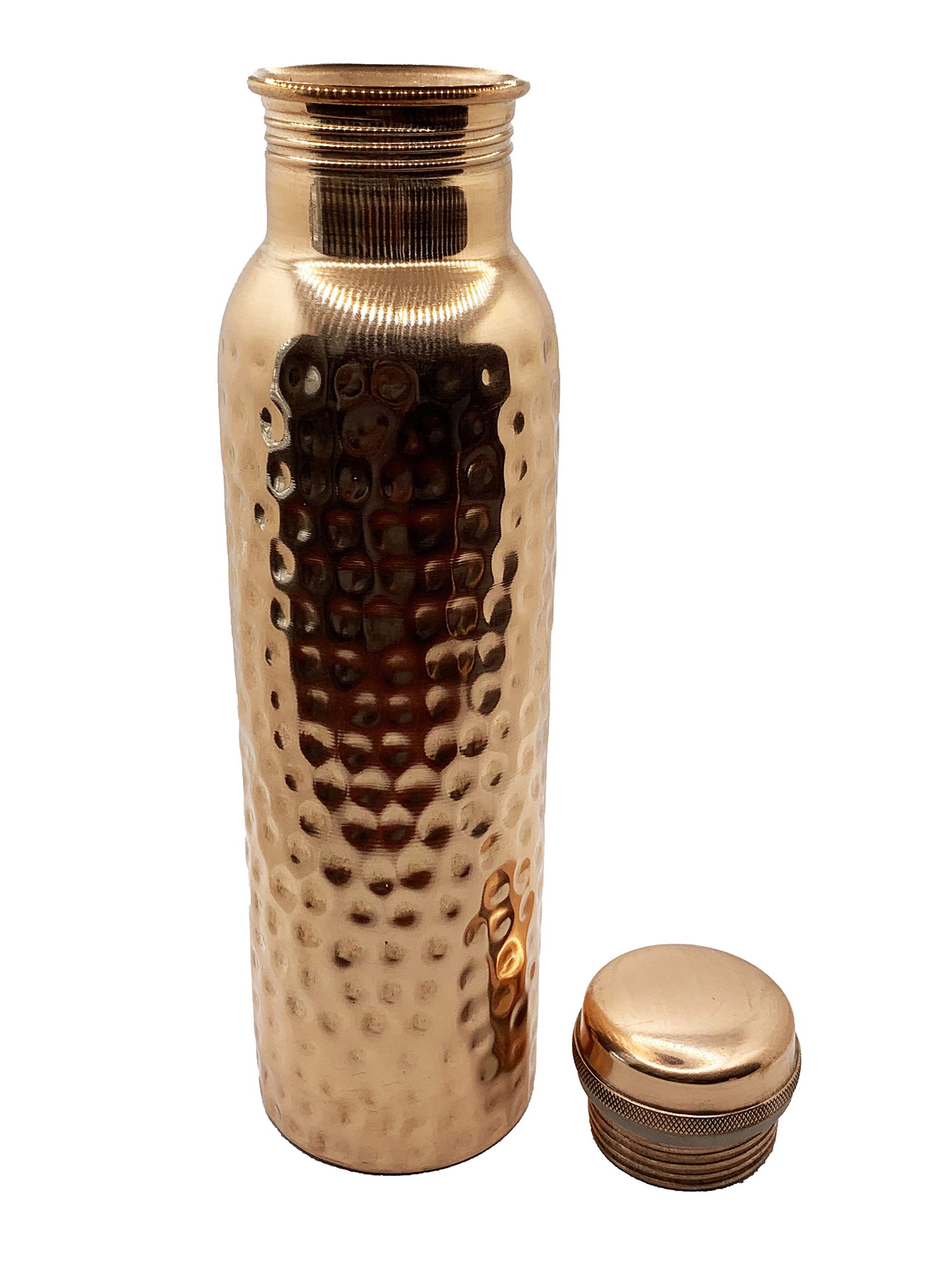 Copper Water Bottle (30oz/900ml) w/Copper Tumbler, Carrying Bag & Deco Sleeve | Pure Copper Bottle for Drinking Water | Authentic Ayurvedic Copper