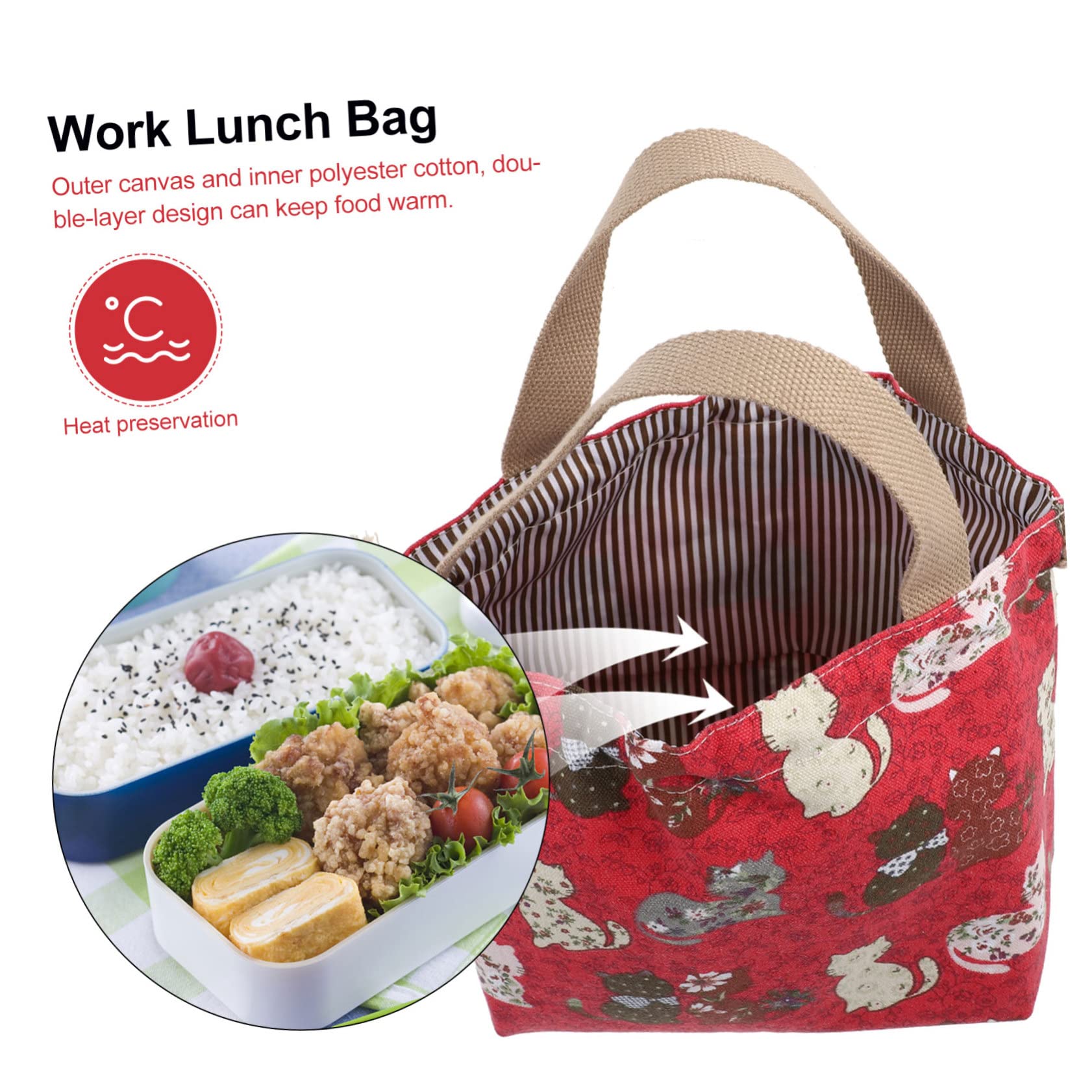Alipis Caja De 3 Piezas bolsa de almuerzo bolsa de lona lindo bolso de mano lindo bolso de lona bolsas de pícnic bolsas termicas lancheira de almuerzo bolsa del almuerzo lienzo rojo