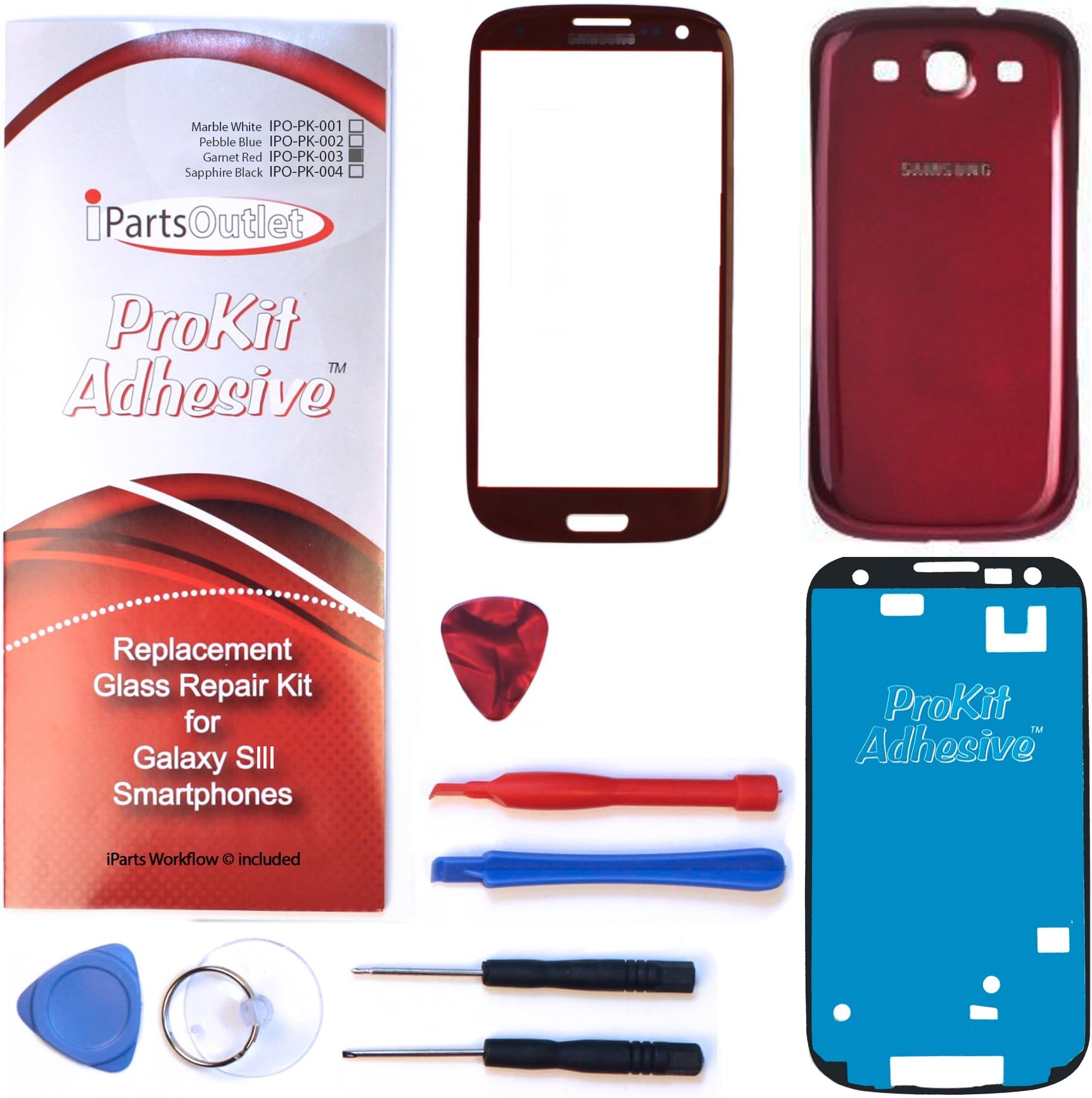 S3 ProKit color conversion Replacement Screen Glass Lens color conversion Kit i9300 I747 T999 i535 (Garnet Red) prokit adhesive