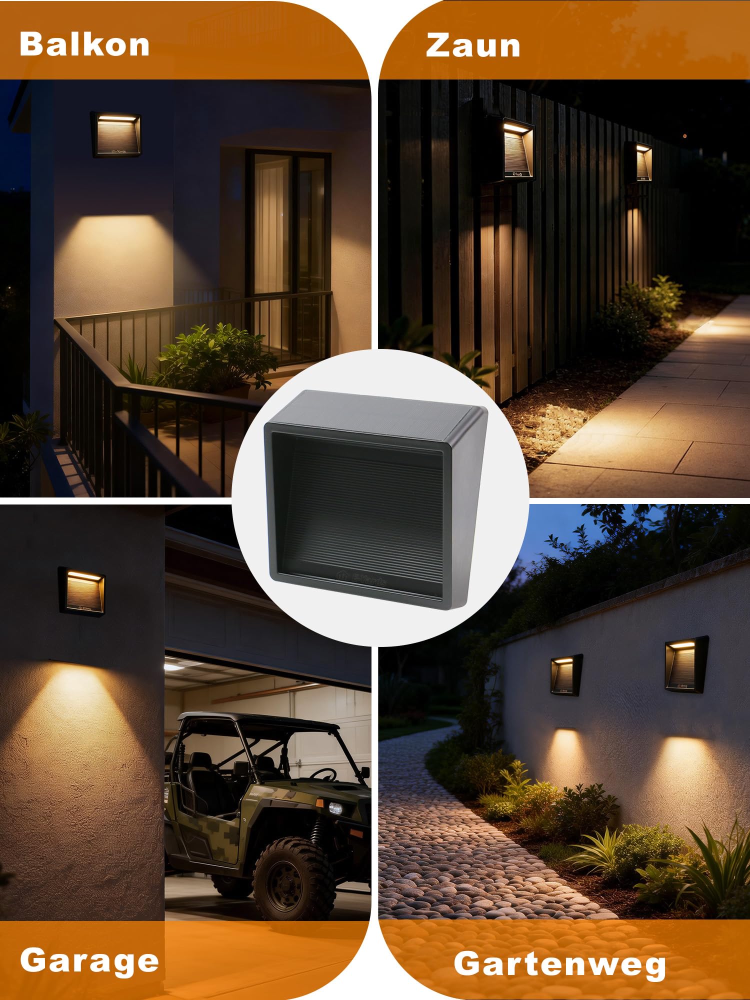 Solarleuchte Außen mit App Steuerung, Bewegungsmelder, 3.8W LED Solar Wandlampe, 3000K Warmweiß, IP65 Wasserdicht, Smart Gartenleuchte für Terrasse, Hof, Garage, 2 Stück