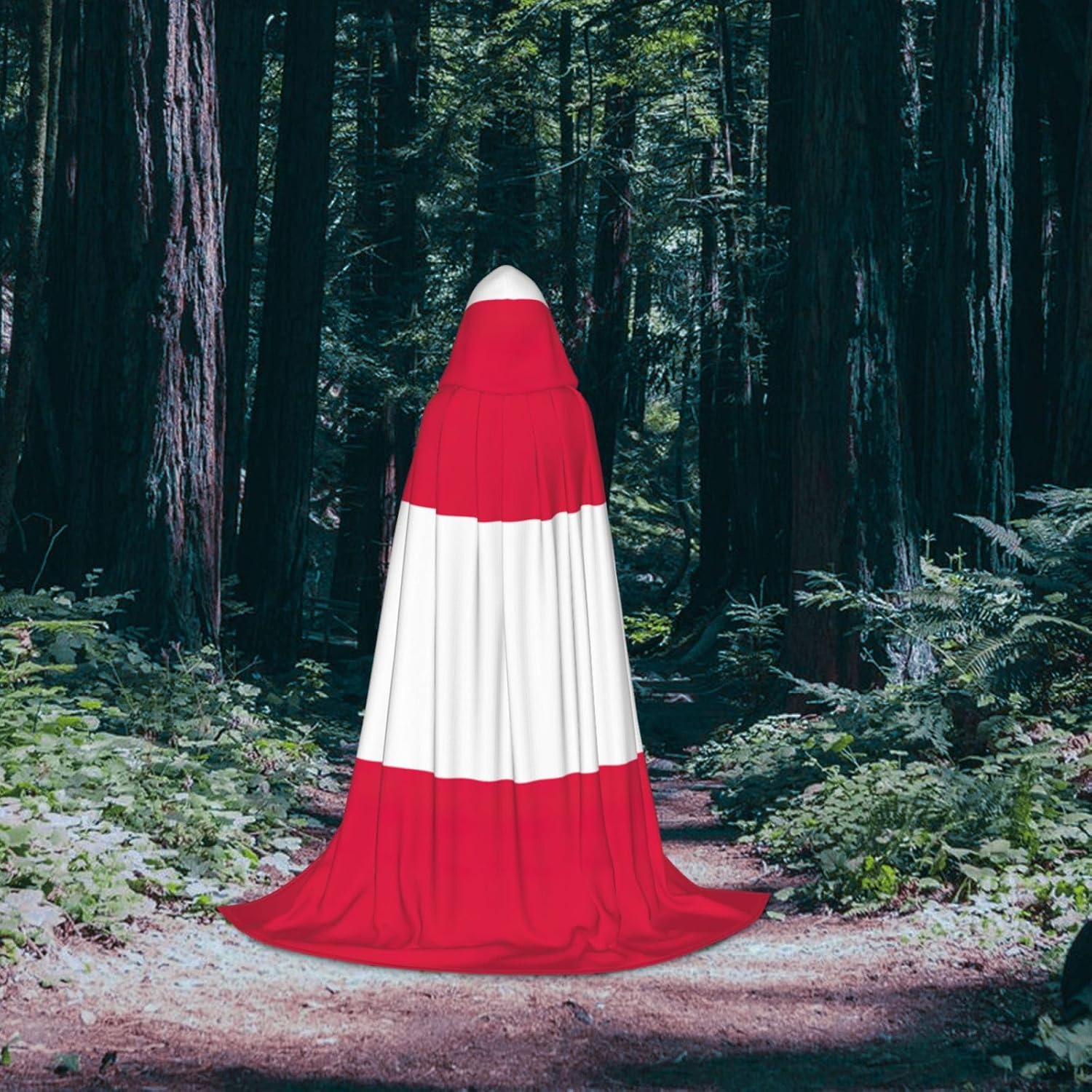 Polish flag print Wizard Hooded Robe Medieval Cape Renaissance Cloak for Men Women Halloween Costume