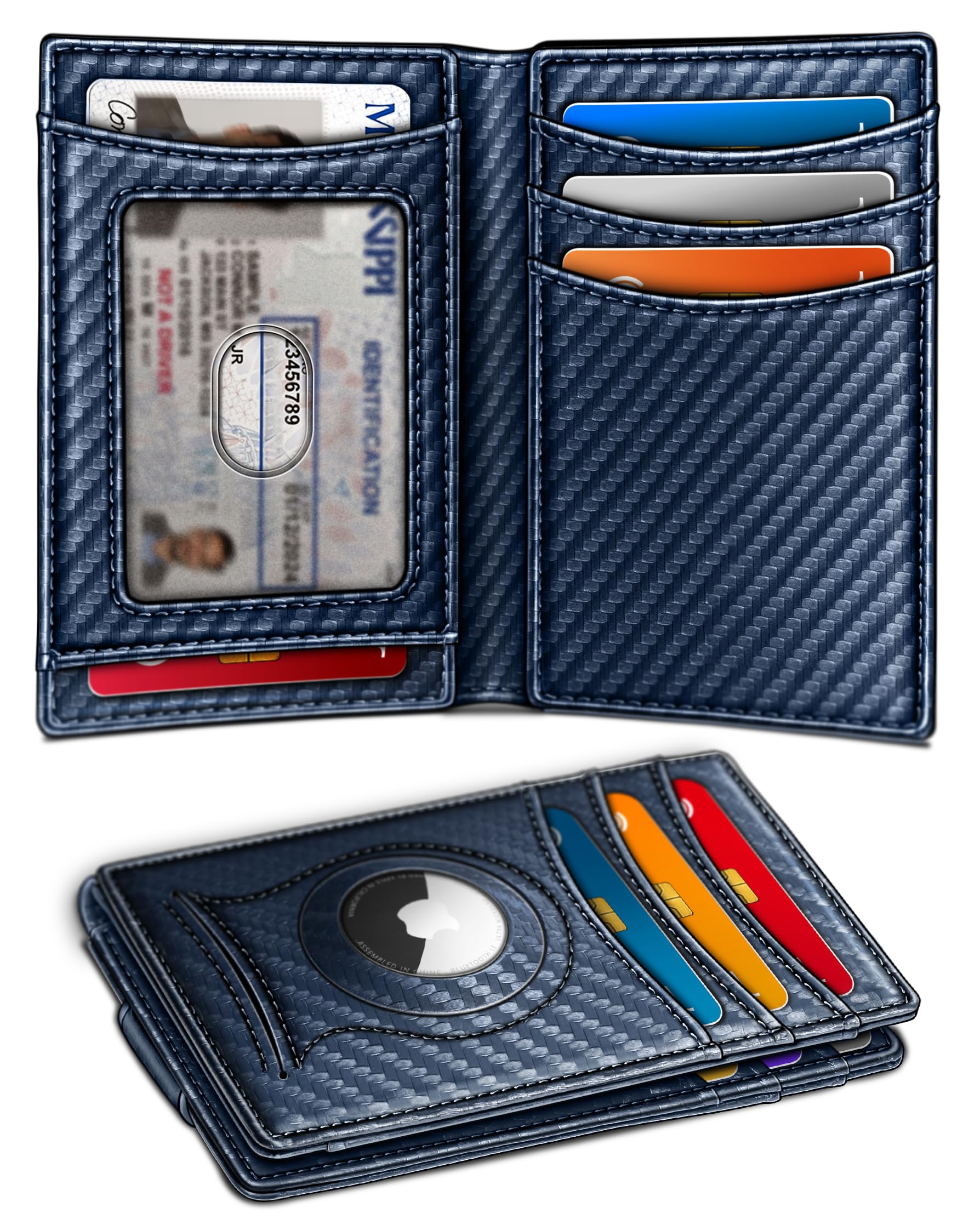 BULLIANT Magnetic Slim Leather Airtag Wallet Money Clip For Men 12Cards
