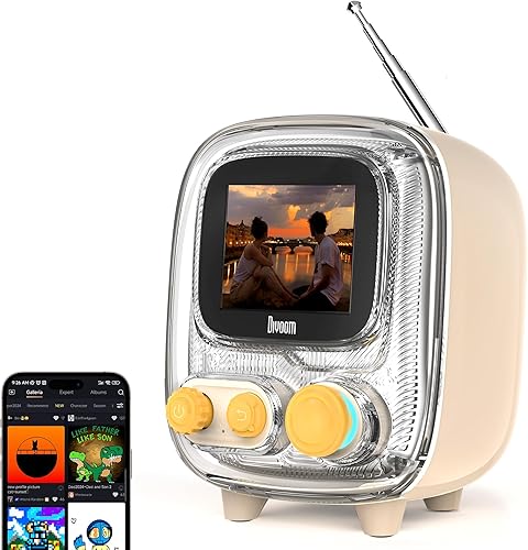 Miniatura 2 de Divoom Times Gate y Tiivoo-2, Cyberpunk - Reloj digital con control inteligente de aplicación y mini TV altavoz Bluetooth retro, bonita decoración