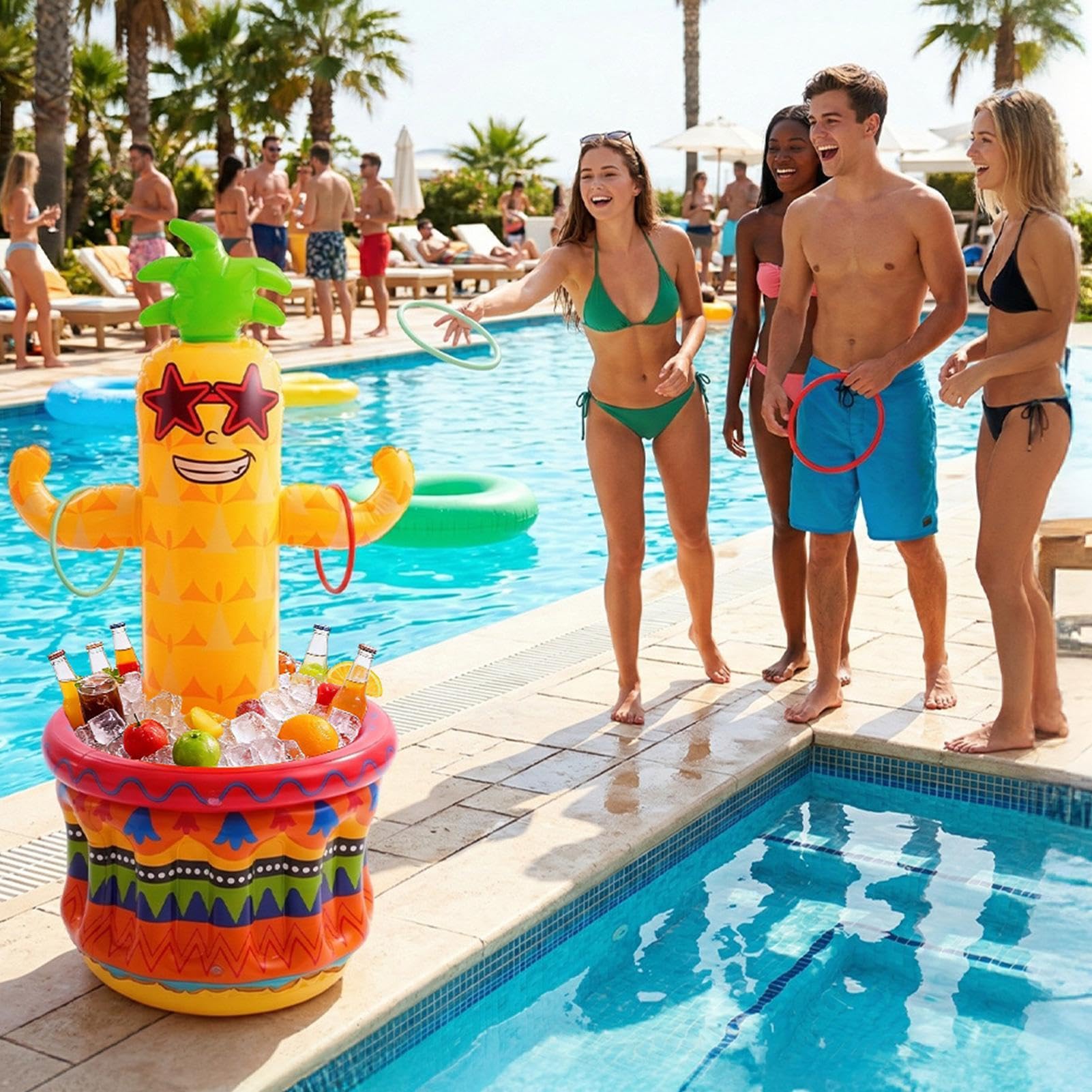 Enfriador de Bebidas Inflable Enfriador Portátil Piña 122 cm Para Bebidas