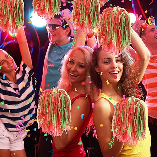 Vista 33 de Lenwen Paquete de 40 pompones de animadora de plástico con asas para adultos, rooters, equipo deportivo, fiesta de animación