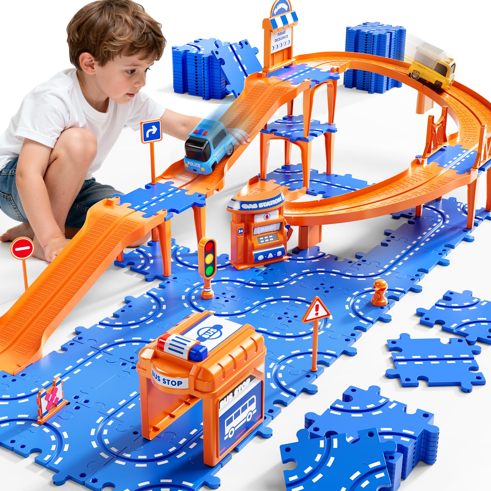 Amazon.com: NIPLOOOW Puzzle Race Car Track Set for Kids 3-5, Floor