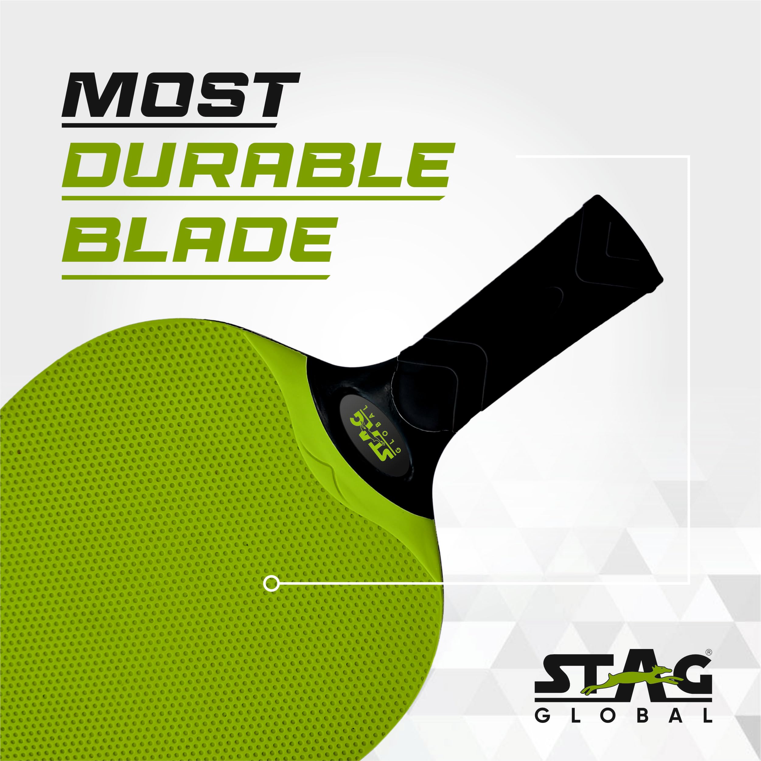 STAG GLOBAL DURA Blade Table Tennis Racket | Weatherproof & Break-Free Design | Comfortable Rubberized Grip | Durable Outdoor & Indoor Ping Pong Paddle (Green) 2