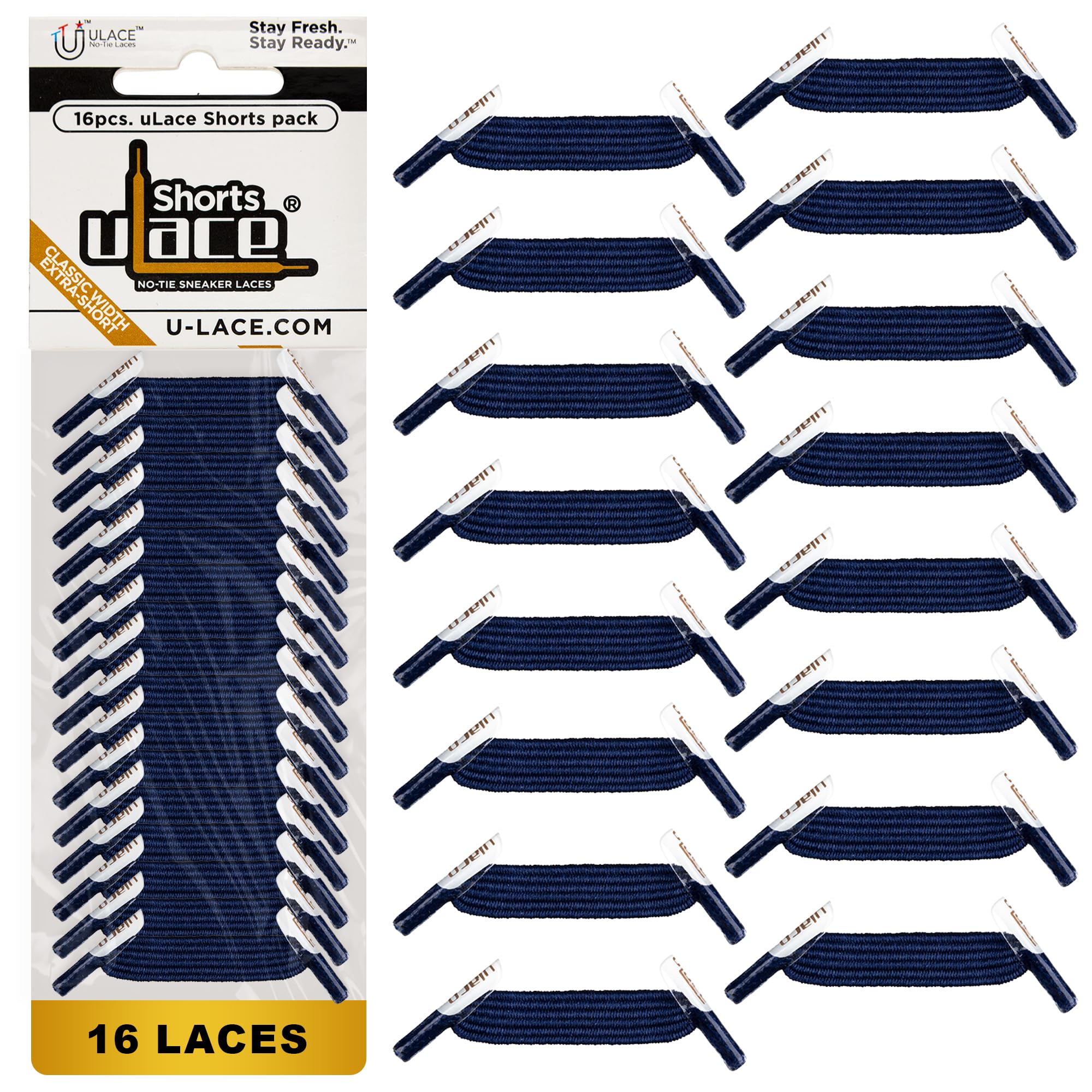 uLace Shorts No-Tie Shoelaces - Elastic Shoe Laces for Sneakers | Stretchy, Elastic Laces | Easy Installation | Eyelet Span
