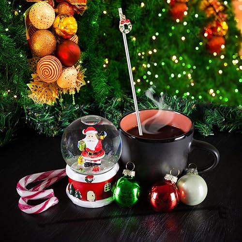Miniatura 5 de 6 unidades de dijes de Navidad, agitadores de cóctel, palitos de acero inoxidable de 7.5 pulgadas, para mezclar cócteles, chocolate caliente, crema