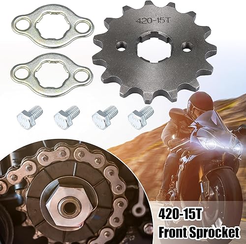 Miniatura 2 de Motoforti Piñón delantero de motor de motocicleta 420 15T 0.787 in para Honda 50cc 70cc 90cc 110cc 125cc Dirt Pit Bike Mini Bike ATV