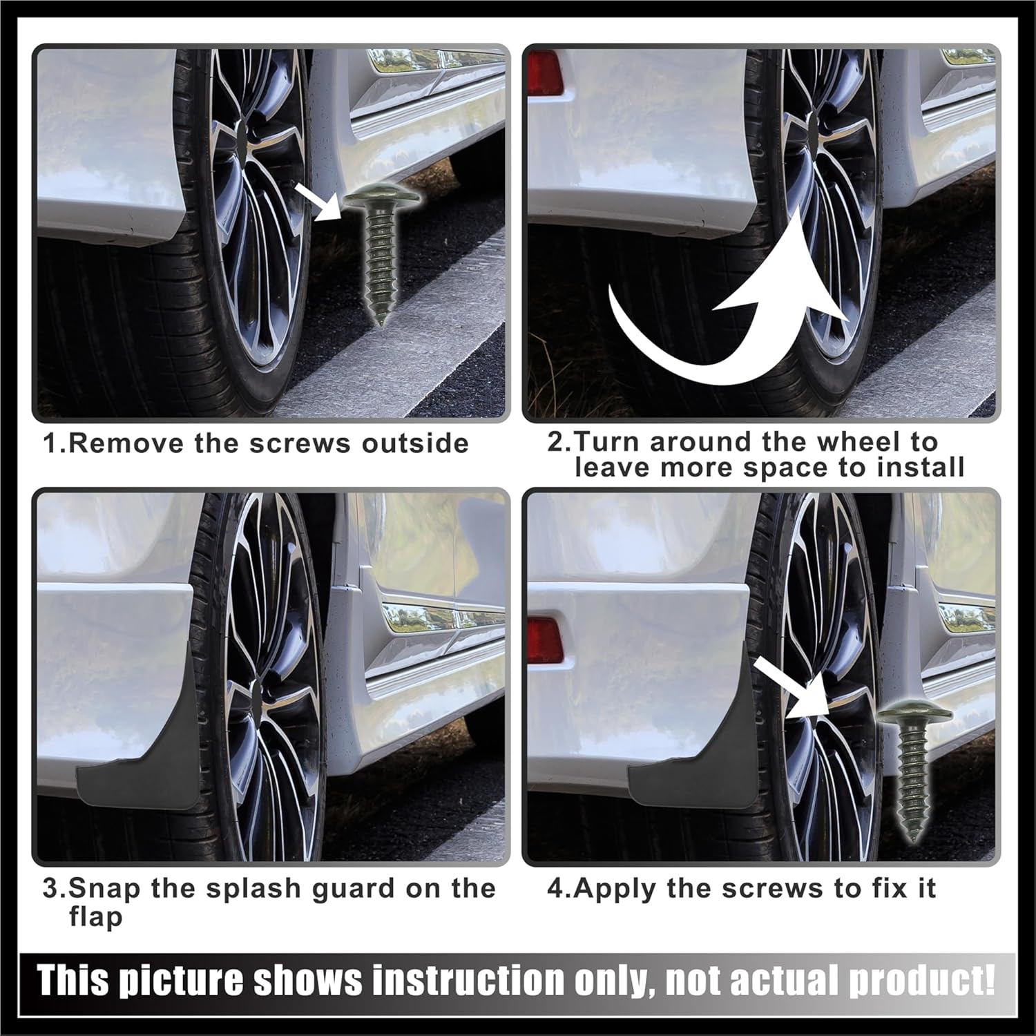 Mud Flaps Splash Guard No-Drill Mudguards Wheels Protection Set Fit for Jeep Grand Cherokee with Hardware - Pack of 16 Black Durable Material