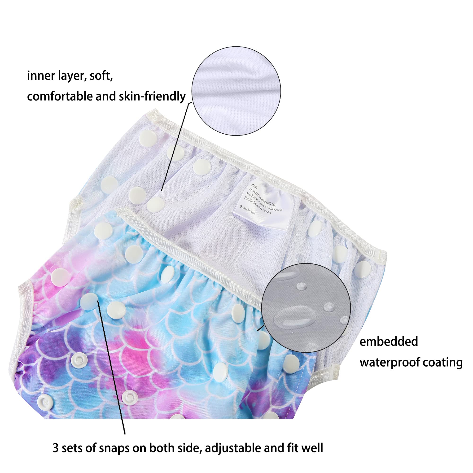 Pannolini Nuoto Neonato Riutilizzabili 3 Pezzi - Costume Contenitivo Per Piscina 0-3 Anni, Design Pesce E Balena - Foto 4