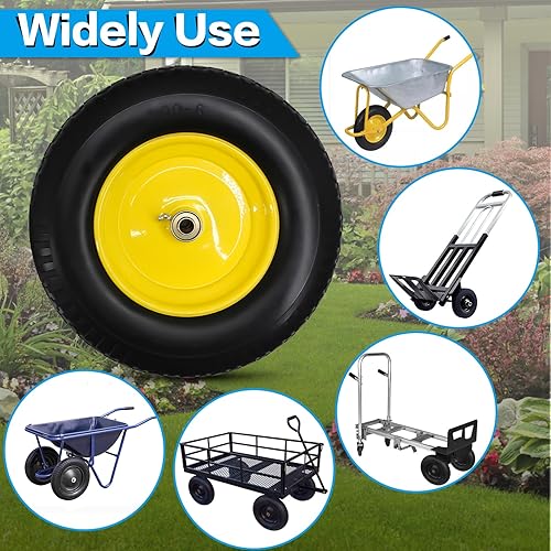 Miniatura 2 de Rueda y neumático de carretilla sólida de 16 pulgadas, 4.804.00-8 pulgadas, buje centrado de 3 a 7 pulgadas con rodamientos de 58 pulgadas y 34