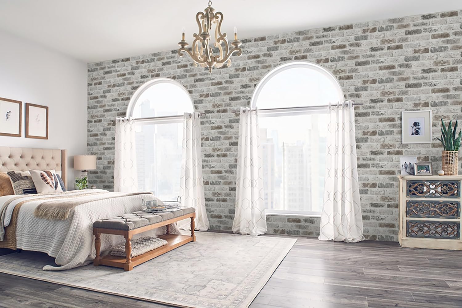 Guvana 17.3"×394" Brick Wallpaper Grey and Brown Self Adhesive Wallpaper 3D Brick Peel and Stick Wallpaper Removable Contact Paper Brick Textured Vintage Wall Paper for Livingroom Wall Decor