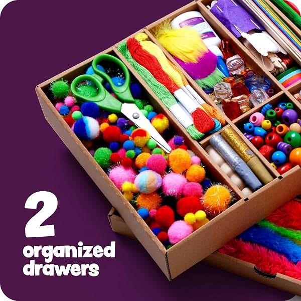 Dan&Darci Arts and Craft Kit Vault - 1000+ Piece Crafts Kit Library in a Box for Kids Ages 8 9 10 11 & 12 Year Old Girls & Boys - Crafting Supplies Set Kits - Gift Ideas for Preschool Kids Project Activity in use