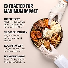 FreshCap Mushrooms Ultimate Mushroom Supplement Powder 12,000mg - Nootropic Organic Mushroom Complex for Focus & Memory, Brain Support Supplement, Ayurveda Mushroom Powder Extract (60 Servings)