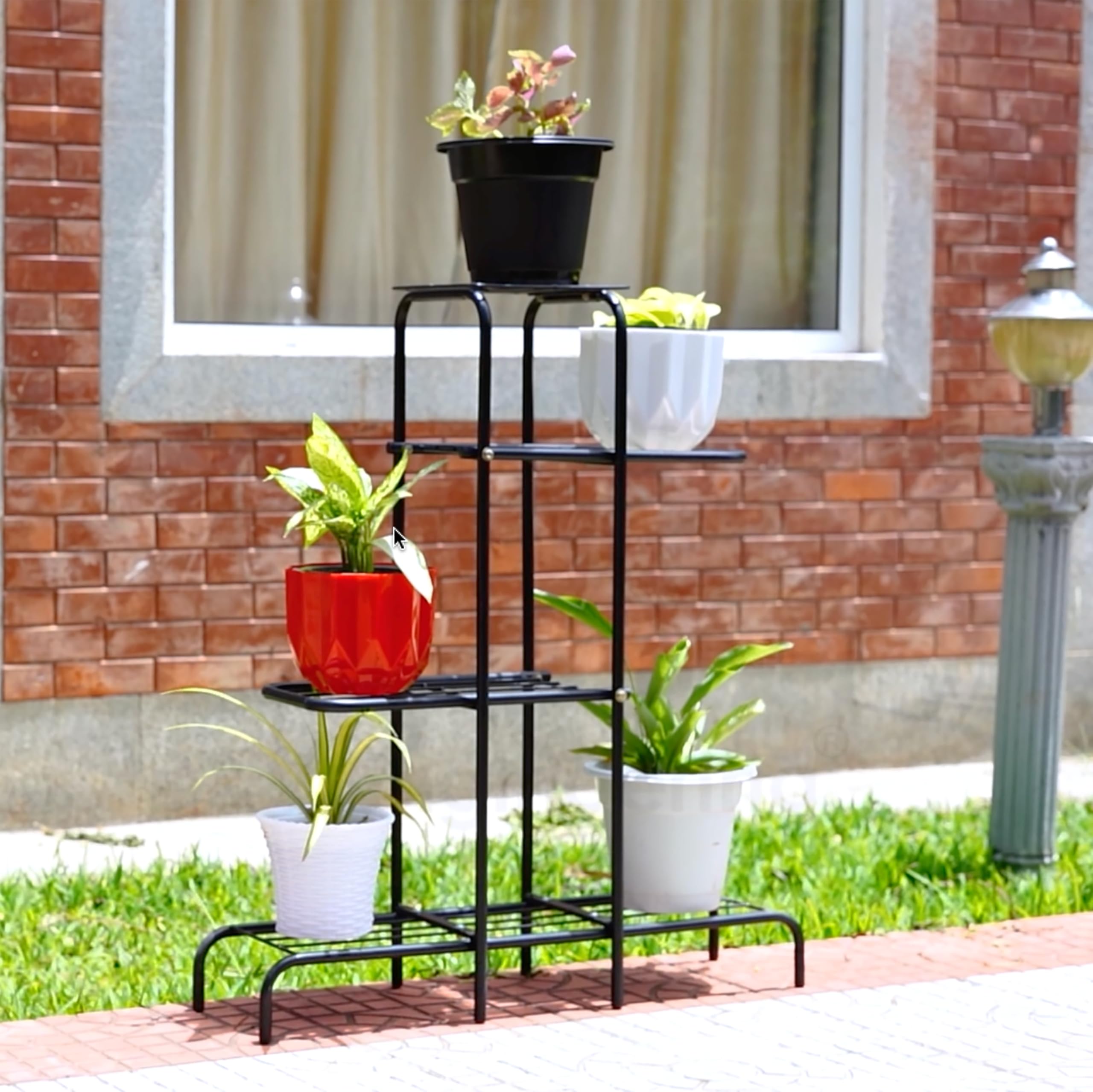 D&V Engineering 4 Tier Metal Plant Stand - Black -9