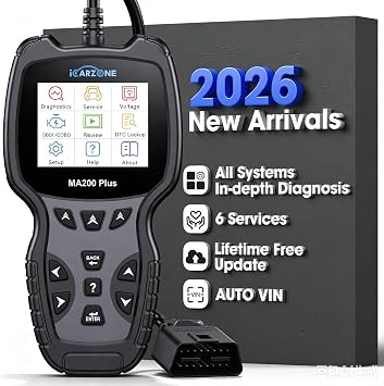 All Systems Bi-Directional Diagnostic Scan Tools MA200 Plus Code Reader for 10000+ Car Models 6 Services Live Data Battery Test Full OBD2 Scanner Lifetime Free Upgrade AutoVIN CAN FD