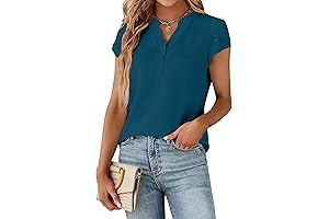 White Button Down Cap Sleeve T-Shirt